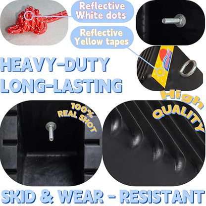 Goshen Sun- Heavy Duty Rubber Wheel Chocks with Reflective Strips - Set of 4 (7.8x5x4) /Wheel Wedge/Tire Stop Block/Curb Parking Stopper/Parking Aid,All-Weather, Non-Slip,SUV(004-Yellow)