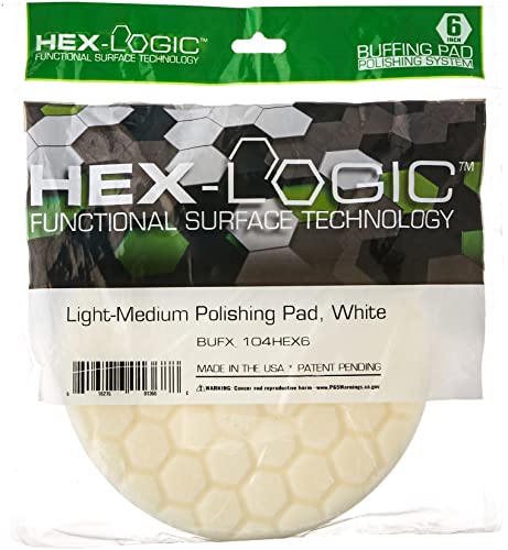 Chemical Guys, Hex-Logic Light-Medium Polishing Pad, White, 6.5 in for 6 in | For paint correction and swirl removal, 6 inch backing plates, dual action polisher, for fine swirls and water spots - size: 6.5 Inch Pad (1 Pack), style: Light Cutting
