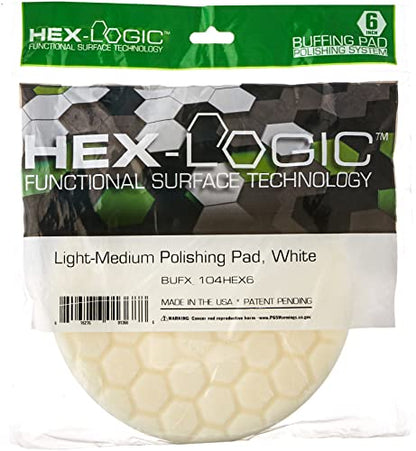 Chemical Guys, Hex-Logic Light-Medium Polishing Pad, White, 6.5 in for 6 in | For paint correction and swirl removal, 6 inch backing plates, dual action polisher, for fine swirls and water spots - size: 6.5 Inch Pad (1 Pack), style: Light Cutting