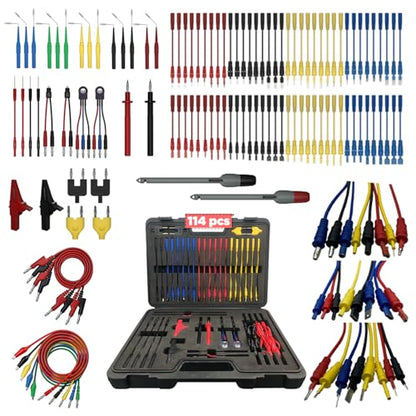Multimeter Test Leads Kit 114PCS Multimeter Leads Kit Multi Function Electrical Back Probe Kit Efficient Automotive Circuit Test Leads Kit Relay Wire Terminal Test Diagnostic Tool with Alligator Clips - size: 114PCS Multimeter Test Leads Kit