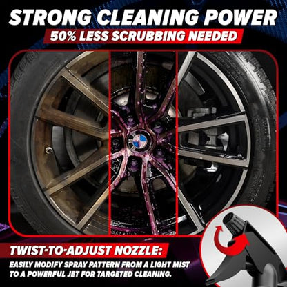 Carfidant Rim Reactor Wheel & Rim Cleaner Spray – Removes Brake Dust & Grime - Thick Gel, Dilutable - pH Neutral, Non-Acidic Tire Cleaner - Safe for Chrome, Black, Painted & Alloy Wheels - 16 fl oz - size: 16 Fl Oz (Pack of 1)