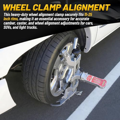 Universal Wheel Alignment Clamp Tool with Magnetic Adapter for Precise Camber & Caster Gauges, Fits 12-25 Inch Rims Automotive Wheel Alignment Kit