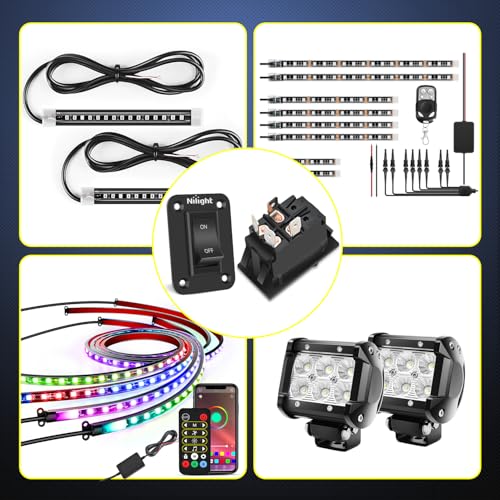Nilight ON-Off Switch Panel 4 PIN DPST Toggle Switches Panel 12V 20A Black Anodized Aluminium Switch Shell Bracket with Screws Ternimals Jumper Wires Set for Cars Trailers Boats RV Camper - color: 1 Gang On-Off Switch