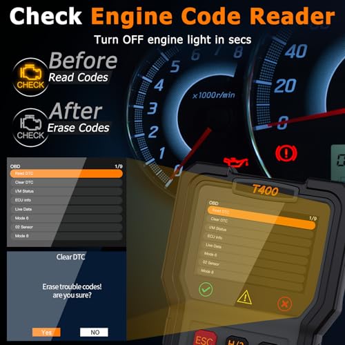 OBD2 Scanner and Battery Tester, 2-in-1 Car Diagnostic Tool, Check Engine Code Reader, 12V Battery Analyzer, Relay Tester, Fuel Injector Tester for Heavy Duty Truck, T400 - style: T400