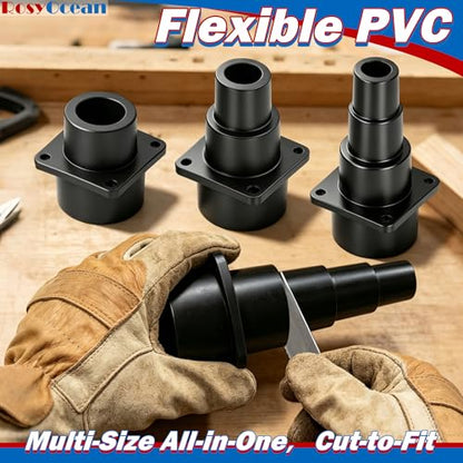 Multi-step Shop Vac Hose Adapter, Universal Tool Adapter, Quick-Connect Vacuum Hose Attachment for Woodworking Power Tools and All Wet/Dry Shop Vacuums