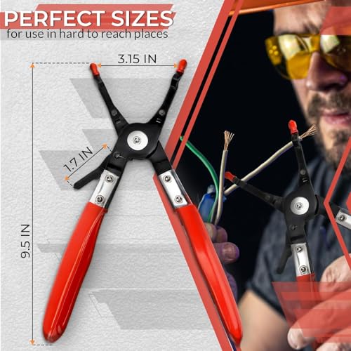 Car Wire Soldering Pliers 9.5 Inch – Carbon Steel Welding Pliers with Non-Slip Grip – Comfortable Design for DIY Soldering, Electrical & Welding Tasks – Precision Tool for Secure Wire Handling - color: Black & Red Soldering Aid Pliers Grip