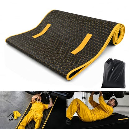 Magic Rolling Creeper Mat, 60 x 28in Foldable Two-Layer Cars Mechanic Repair Mat with Storage Bag, Multifunctional Mechanic Creeper Automotive Tool for Low Clearance, Special Roads, Cars, SUVs, Yellow - color: YELLOW