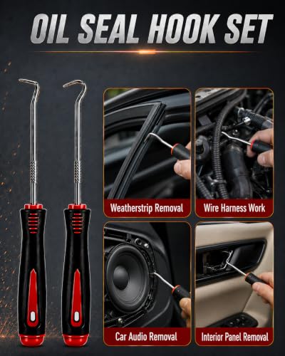 13 Pcs Auto Trim Removal Tool Kit with Clip Removal Tool, Car Clip Pliers, Hook Tools, Universal Cable Tie Buckle for Car Interior Panel, Plastic Clips, Dashboard, Door Clips