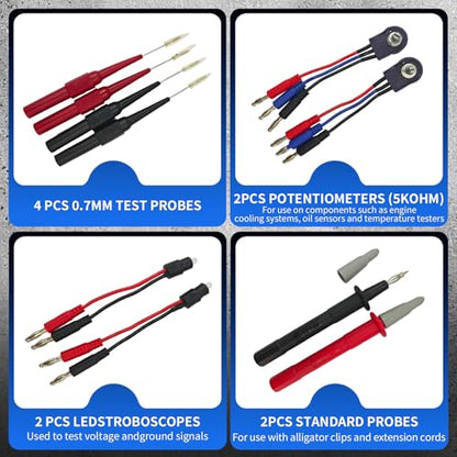 76-Pcs Automotive Circuit Test Lead Kit, Multimeter、Electrical Test Leads Kit, Back Probe Kit, Alligator Clip, Acicular Probe, Banana Plug Adapters, Volt Meter Lead (with Carrying Case) - size: 76 Pcs Kit