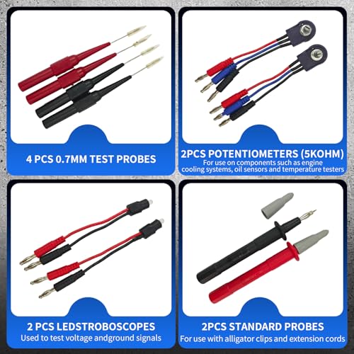 76-Pcs Automotive Circuit Test Lead Kit, Multimeter、Electrical Test Leads Kit, Back Probe Kit, Alligator Clip, Acicular Probe, Banana Plug Adapters, Volt Meter Lead (with Carrying Case) - size: 76 Pcs Kit