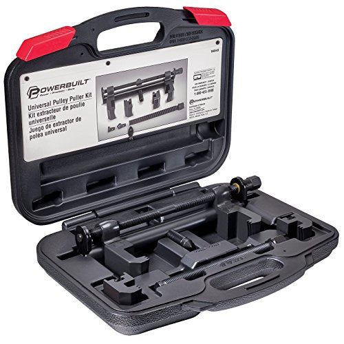 Powerbuilt Universal Pulley Puller Kit, Specialty Engine and Drive Train Tool Set, Remove Serpentine Pulleys, Service Car Vehicles, Storage Case 648443 - style: 8 Piece
