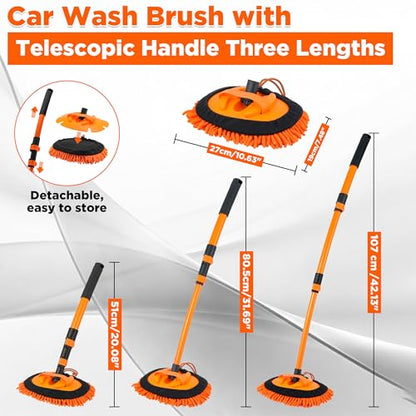 Tool Daily Short Pressure Washer Gun with Foam Cannon, 15° Curved Car Wash Brush with Long Handle, 5 Nozzle Tips, 1/4” Quick Connect - style: Foam Gun with Brush