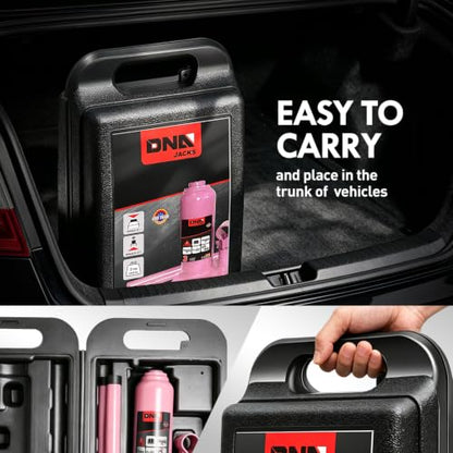 DNA Motoring 3 tons / 6000 lbs Lifting Automotive Welded Hydraulic Bottle Jack for Car SUV Pickup Truck, Auto Repair, with Manual Handle & Carrying Storage Case, Pink - color: Pink, style: 3 ton