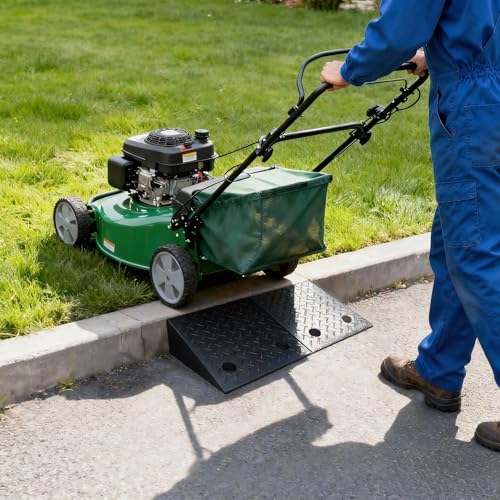 2 Pack Rubber Curb Ramps for Driveway, 5" Height, Heavy Duty 4 Ton (8818 lbs) Capacity, for Lawn Mower, Wheelchair, Motorcycle, Car, Loading Dock & Threshold - size: 5" Rise
