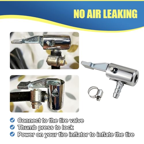 1/4" Lock On All Metal Air Chuck, Portable Tire Inflator Nozzle Adapter with Barb Connector, Mini Air Compressor Hose End with Adjustable Clamp for Hose Repair (8PCS) - size: 8PCS