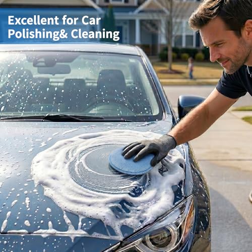Car Wax Buffing Pads, 6PK Microfiber Wax Applicator Pads, Versatile Sponge Pads for Polishing and Cleaning, No Scratches Detailing Supplies for Car, 5-Inch
