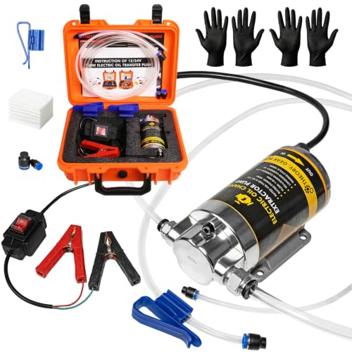 12/24V 100W Electric Oil Change Extractor Pump, Fluid Transfer Pump for Boats, Cars, RVs, Trucks, Lawnmowers - color: Orange-A