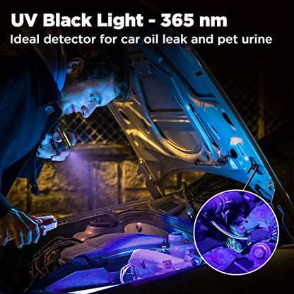 WORKPRO Rechargeable Pen Light, 450 Lumen LED Flashlight with UV Light | Compact Pocket Flashlight, Dual Light Sources, Inspection Lighting, Repair Work Lighting, Pet Stain Detection - color: Black