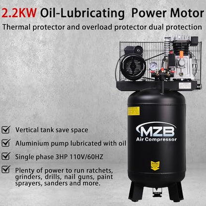 MAX 115PSI Steel Tanks Oil-Free Air Compressor for Spray Painting, Auto Repair, Carpentry Decoration (18.5Gal - Upright) - size: 18.5 Gal - Upright
