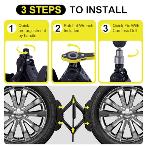 Camper Wheel Chock Stabilizer 2 Sets, Heavy Duty X-Shaped RV Stabilizer Wheel Chock Accessories with Wrench, Anti-Move Tire Wheel Chock for Travel Trailer, Fits 3.5" to 12" Wheel Gaps