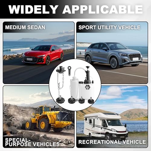 3L Brake Bleeder Kit with Universal Adapter, Manual Brake Bleeder Vacuum Pump Kit with 1L Brake Bleeder Bottle and 4 Master Cylinder Adapters, Brake Bleeding Kit Suitable for Most Vehicles