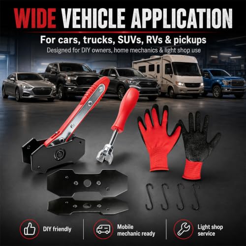 Brake Caliper Compression Tool & Drum Spring Installer | Disc Brake Pad Spreader, Brake Caliper Press Tools, with 2 Steel Plates, 4 Brake Caliper Hooks and Gloves for Cars SUV Trucks
