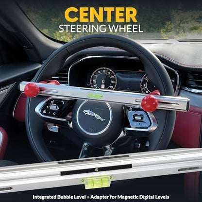 Steering Wheel Level Alignment Tool with Magnetic Torpedo Level - Adjustable 8-15 Inch Universal Fit for DIY Alignment - size: Steering Wheel Level with Torpedo Level