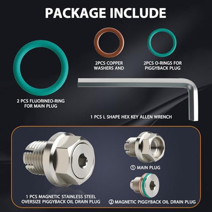 1/2-20 Double Oversize Magnetic Oversize Piggyback Oil Drain Plug, Stainless Steel Self Tapping Oil Pan Thread Repair Kit - size: 1/2-20-15mm