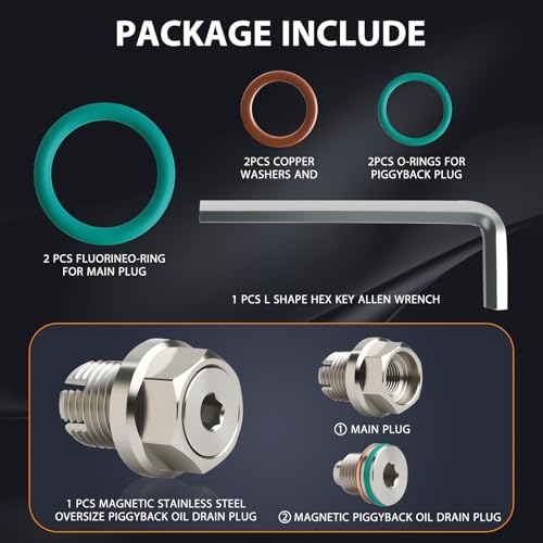 M14.1x1.5-15 Magnetic Oversize Piggyback Oil Drain Plug, Stainless Steel Self Tapping Oil Pan Thread Repair Kit - size: M14.1x1.5-15mm