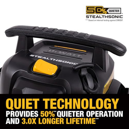DEWALT Stealthsonic Shop Vac 5 Gal 4 Peak HP Shop Vacuum Wet and Dry | Ultra-Quiet Vacuum Cleaner with Complete Accessory Kit and 6 Dust Bages, Ideal for Home, Jobsite, Workshop&Garage, DXV05P-QTA