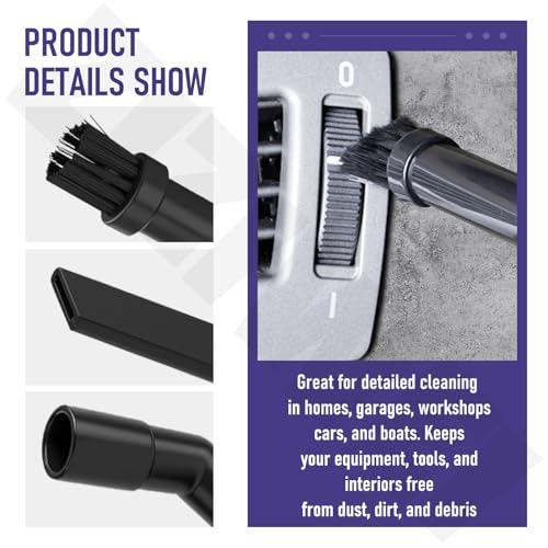 1-1/4" Micro Cleaning Wet Dry Vac Nozzle Kit, 6-Piece Attachments for Compact Wet Dry Shop Vacuum, Industrial-Grade Shop Vacuum Accessories for Intricate and Detail Cleaning CMXZVBE38668