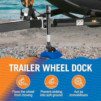 Trailer Wheel Chocks with Rope and Wheel Dock, for Boat Trailers, Travel Campers, RV Accessories, Travel Trailers, and All Trailer Tires - style: Wheel Dock