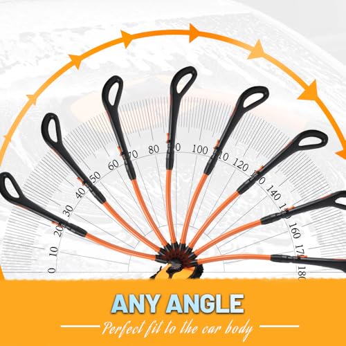Car Wash Brush with Long Handle, Chenille Microfiber Car Wash Mop Kit, Scratch Free Car Cleaning Supplies with Ergonomic 15掳 Curved Extension Pole for RV Truck Boat Windshield - Orange - color: Orange