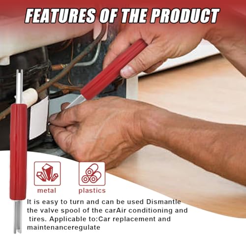 4PCS A/C Valve Core Removal Tool Set, Universal R134A R12 R22 R32 R410A HVAC Air Conditioner Schrader Tire Valve Stem Core Remover Tools, Dual Head Car AC Repair Tool Kit