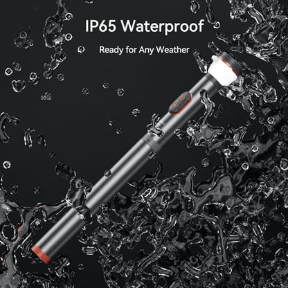 Telescopic Camping Light Collapsible 800 Lumens IP65 Waterproof Smart Remote Magnetic Base USB Rechargeable Battery Adjustable Height for Outdoor Adventure Hiking Emergency Lighting