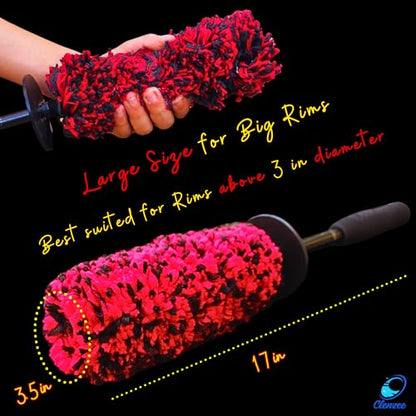Large Microfiber Wheel Brush for SUVs, RVs & Trucks | Soft Non-Metallic Rim Cleaner Brush with Premium Microfiber Wool | Non-Metallic Wheel Cleaner Brush for Large Size Rim - size: Large