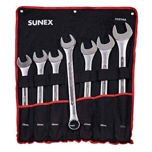 Sunex Tools 9707M Jumbo Metric Combination Wrench Set, 7Piece (Includes Roll-Case) - style: Jumbo Metric Wrench Set