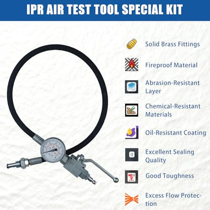 10Pcs High Pressure Oil System IPR Air Test Tool Special Kit Compatible with Ford 6.0L-7.3L Powerstroke Diesel Engines, Oil Pressure Tester Kit with IPR Valve Air Test Fitting & Gauge