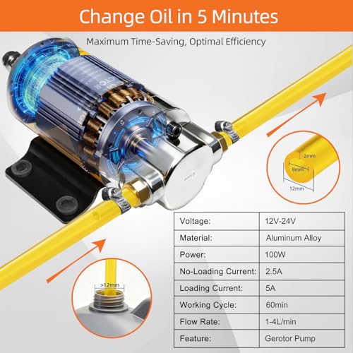 100W Electric Oil Change Extractor Pump, 1-4L/min Oil Transfer Pump for Engine/Transmission/Gear Oil Change, Compatible with DeWalt 20V Battery(Oil Pump-B+Yellow Adapter) - color: Oil Pump-B+Yellow Adapter