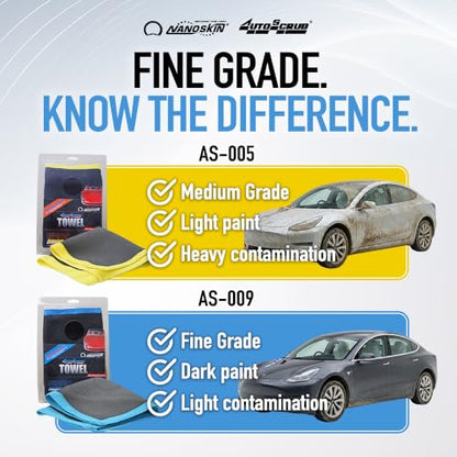 Nanoskin AUTOSCRUB Surface Prep Towel Fine Grade- Patented Clay Bar Replacement Tool to Remove Embedded Contaminants Before Wax & Coating | Safe for Painted Surface, Glass, Plastic, Metal & More, 12" x 12" - style: Fine Grade 12" x 12"