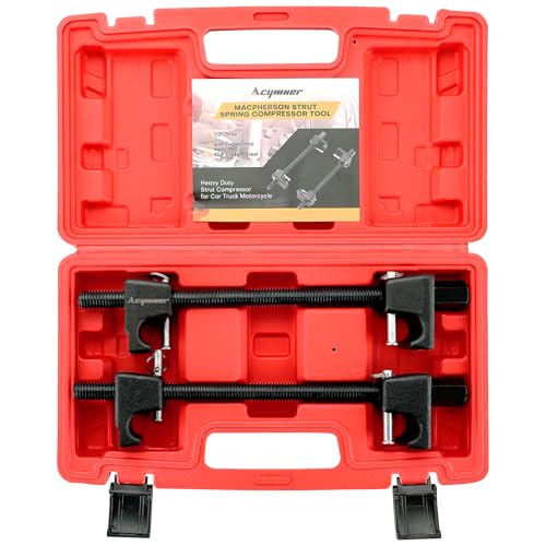 Macpherson Strut Spring Compressor Tool Kit | Coil Spring Compressor Tool, 1/2" Square Drive Strut Compressor for Car Truck Motorcycle,with Detent Pins,Set of 2,300mm - color: Red