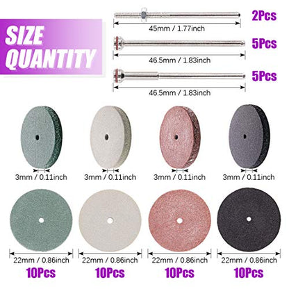 Swpeet 52Pcs Polishing Wheels Kit, 40Pcs 4 Colors Mixed Lab Beauty Silicone Rubber Polishing Wheels + 12 Mandrel Shank Perfect for Rotary Hand Pieces Rotary Tool