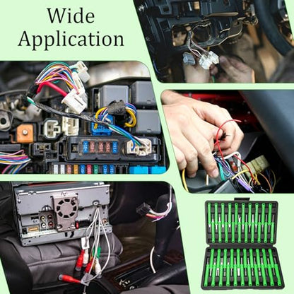 Terminal Removal Tool Kit-41Pcs Depinning Tool with Blow-Molded Case | 41Pcs Depinning Tools Kit Automotive Green Electrical Pin Removal Tool Kit for Auto Motorcycle Wire Harness and Connectors - color: Green