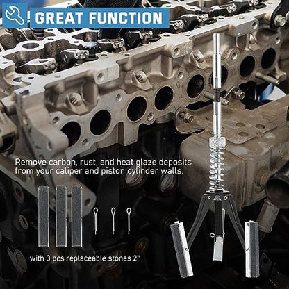 ATPEAM Engine Cylinder Hone Tool Adjustable Deglazer Set for Grinding Holes from 1-1/4" to 3-1/2" Diameter with Extra 3-Piece 2" Long Stones 220 Grit - size: 2''