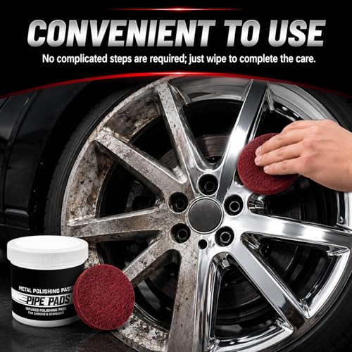 2Pcs Metal Polishing Paste, Pipe Infused Polishing Pads, Metal polish Care Kit Protectant Scratch Remover, Chrome Stainless Steel Aluminum Cars