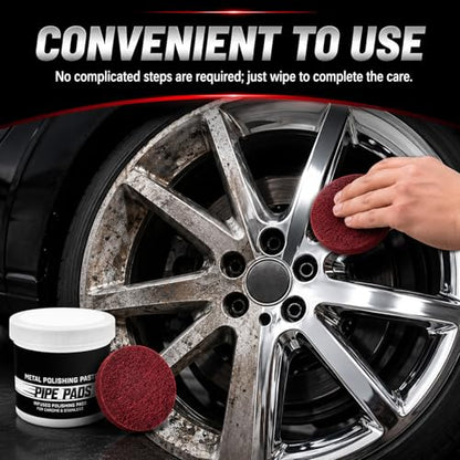 2Pcs Metal Polishing Paste, Pipe Infused Polishing Pads, Metal polish Care Kit Protectant Scratch Remover, Chrome Stainless Steel Aluminum Cars