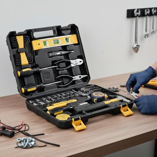 78-Piece Multi-Purpose Automotive and General Household DIY Hand Tool Set, Tool Box Kit with Portable Storage Case, for Home DIY, Office, Basic Repairs, Car repairs