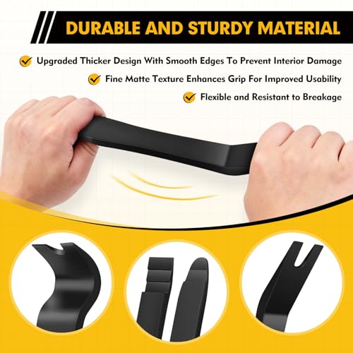 Auto Trim Removal Tool Kit, 5-Piece No Scratch Plastic Pry Tool Set for Car Door Panel & Dashboard - Professional Trim Tools Automotive with Clip Fastener Remover, Scratch-Resistant - Black