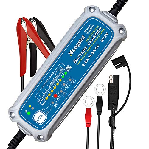 Heagstat 8-Stage Automatic Battery Charger & Maintainer,6V 5.5A Fast /12V 2A Trickle &5.5A Fast with Winter Mode for Car Motorcycle ATV Lawn Mower