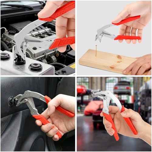 Professional Car Clip Pliers, Non-Destructive Auto Fastener Rivet Remover with 20Pcs 8mm Rivets, Stainless Steel Panel Clip Removal Pliers for Door Panels, Trim Clips, Rivets, and Interior Panels